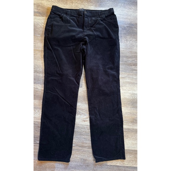 Tribal Pants - Tribal Womens Black Fine Wale Corduroy Straight Leg Stretch Pants Size 16